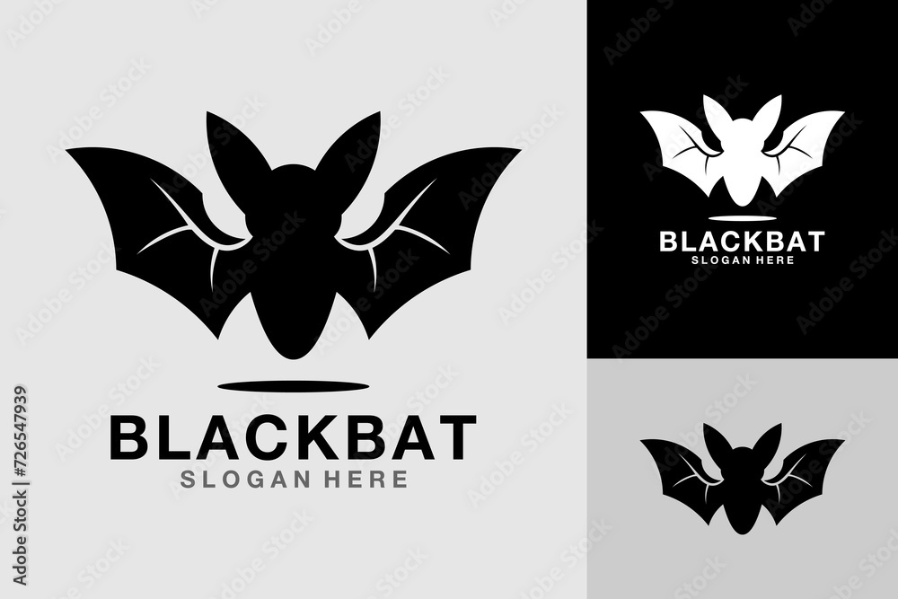 Black Bat Night Animal Logo Design Black Bat Night Animal Logo Design