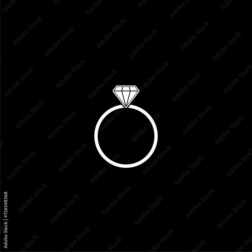 Diamond engagement ring icon isolated on dark background Diamond engagement ring icon isolated on dark background
