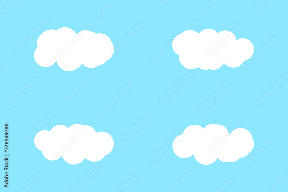 Set clouds isolated on blue background. Vector Illustration