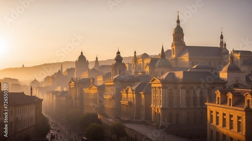 Historic city at sunrise 
