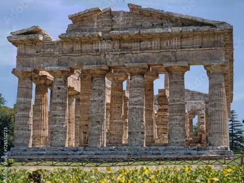 The Temple of Hera II (called the Temple of Neptune or of Poseidon), is a Greek temple in Paestum, Campania, Italy. It was built in 460–450 BC photo