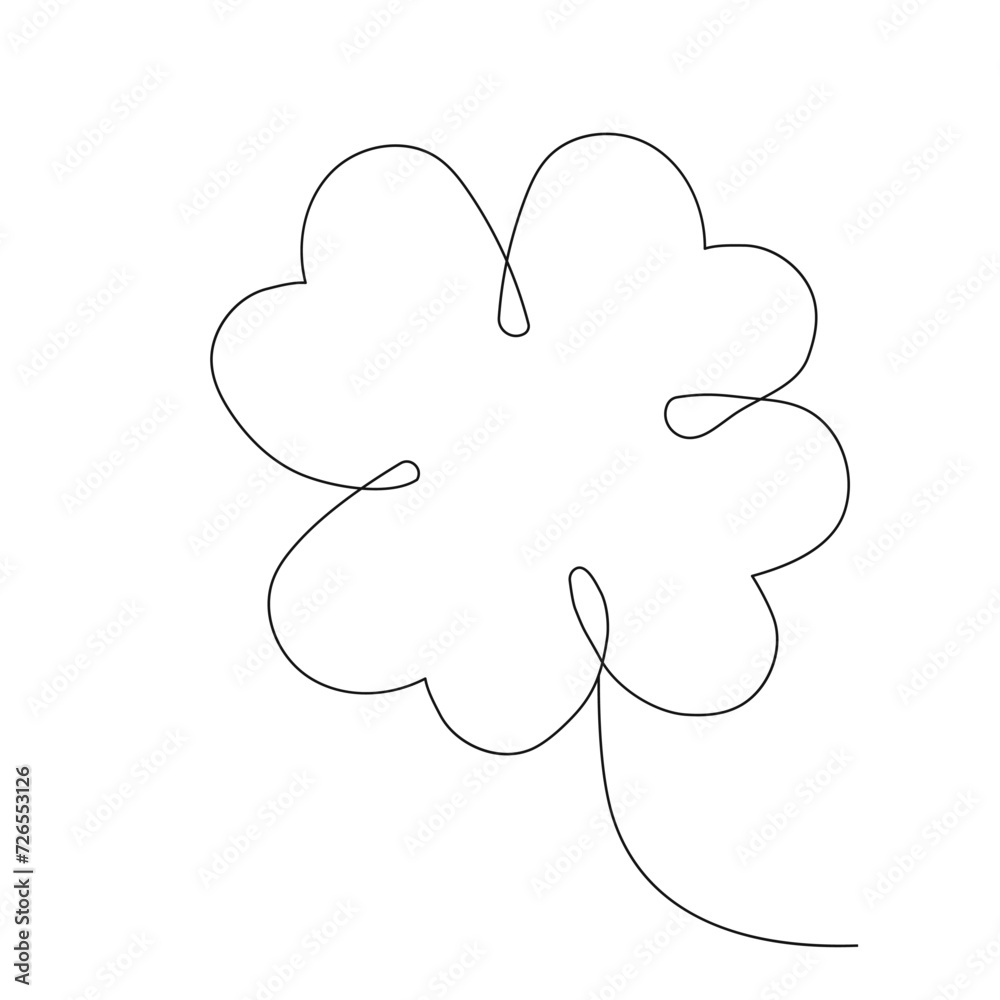 Clover celtic lucky symbol continuous line art traditional decorative leaf isolated on white. Patrick day holiday. Clover celtic lucky symbol continuous line art traditional decorative leaf isolated on white. Patrick day holiday.