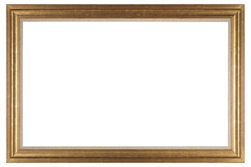 Wide picture frame in a classic design on a transparent background, in PNG format.