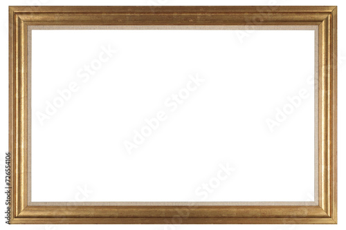 Wide picture frame in a classic design on a transparent background, in PNG format.
