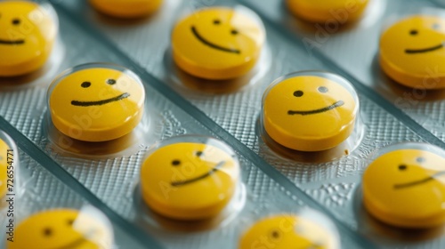 a yellow pills with smiley face circle