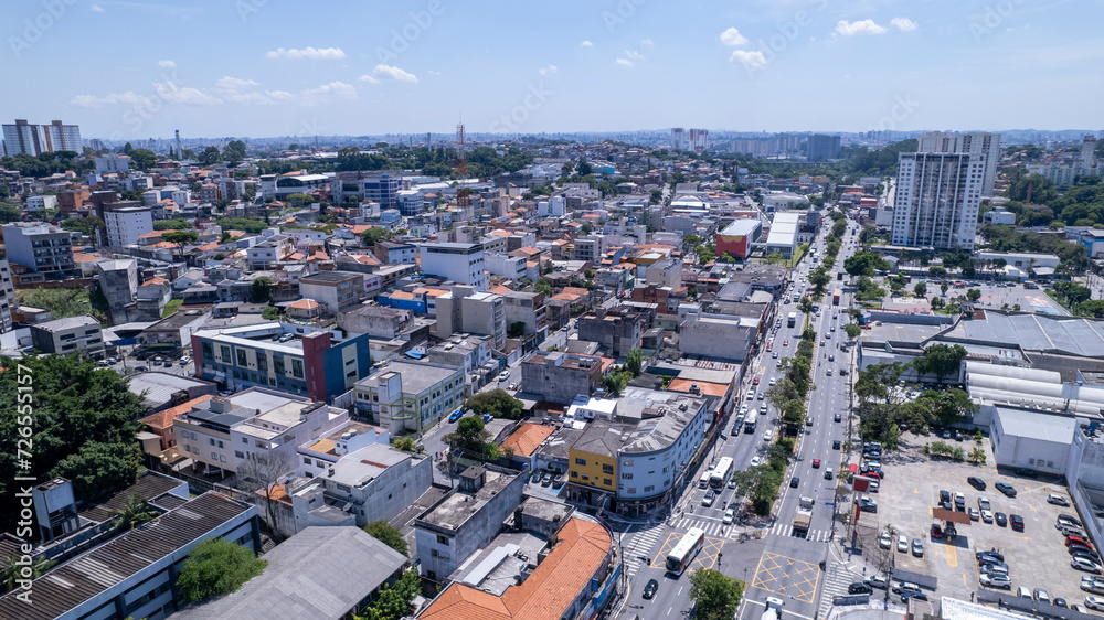 Aerial view of the city of Diadema, Sao Paulo, Brazil.