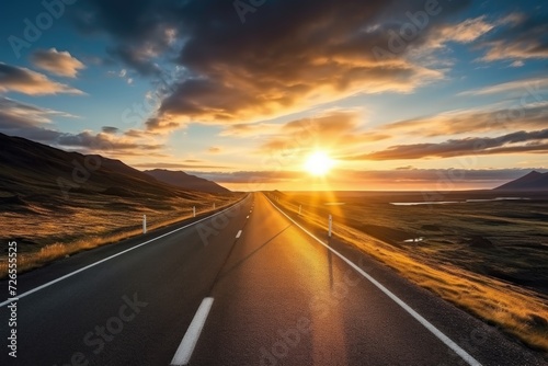 empty asphalt road at sunset road trip adventure