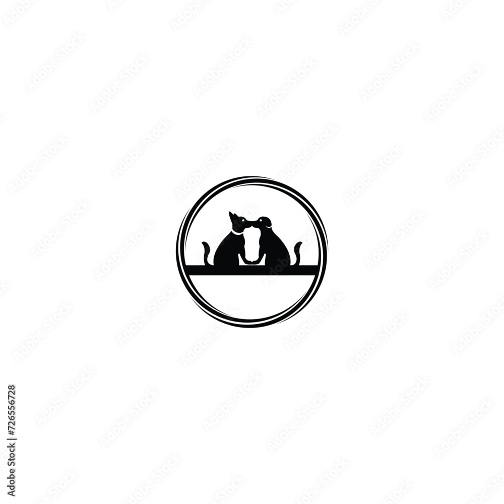 Round and circle dog animal logo design . Simple colorful dog silhouette Round and circle dog animal logo design . Simple colorful dog silhouette