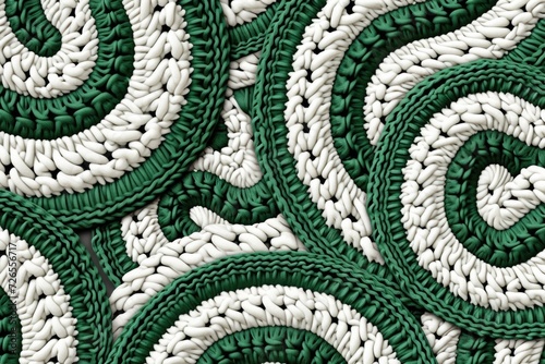 Green and white seamless crochet with abstract mosaic pattern