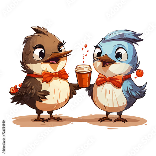 The Coffee Debaters! Chuckle along with these passionate birds as they engage in lively discussions about the nuances of coffee preparation photo