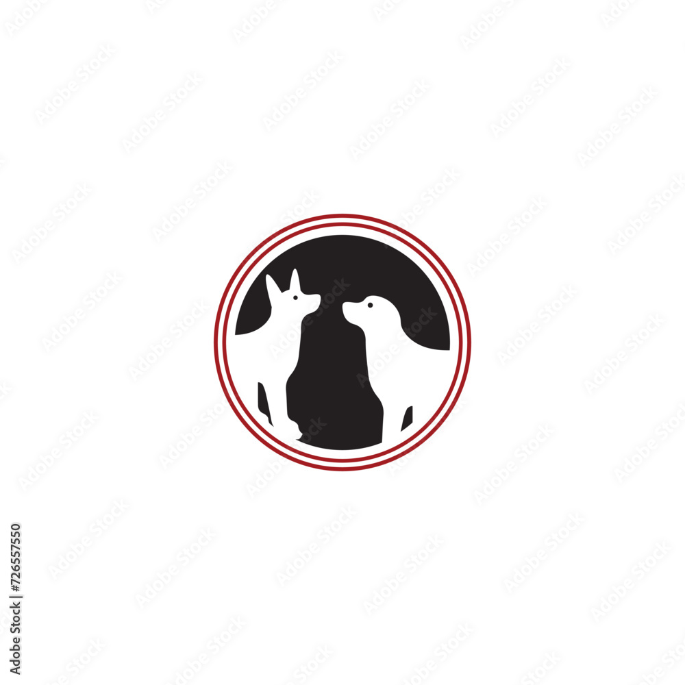 Fototapeta premium Round and circle dog animal logo design . Simple colorful dog silhouette