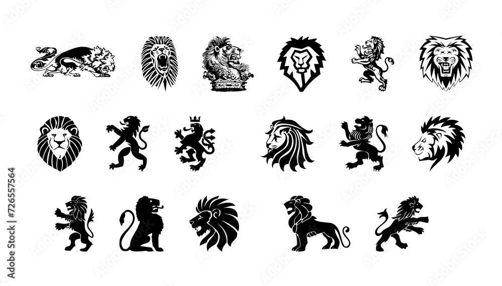 Lion icon set PNG transparent