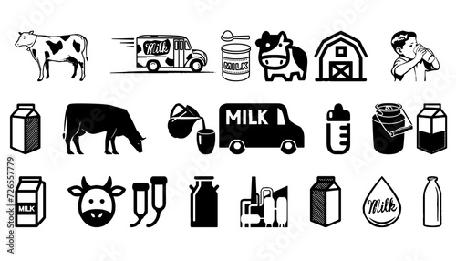 Milk icon set PNG transparent photo