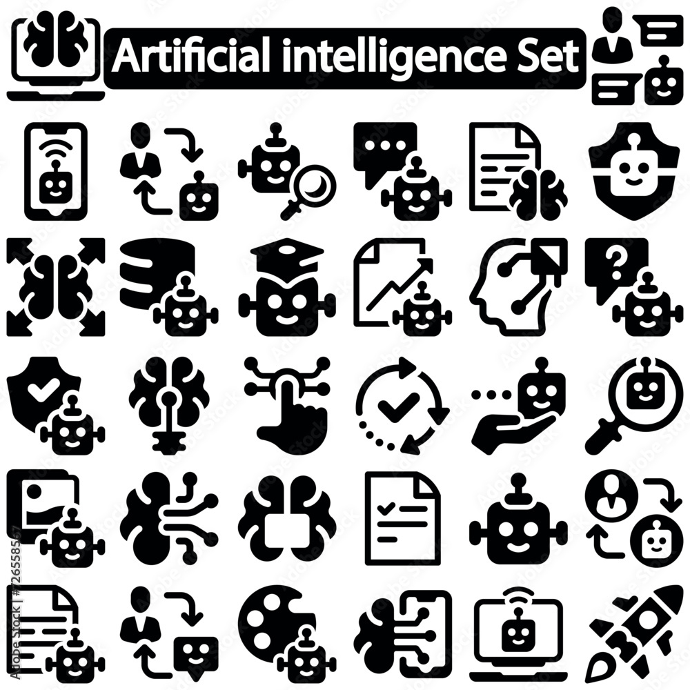 Artificial intelligence icon Set vector illustration Artificial intelligence icon Set vector illustration
