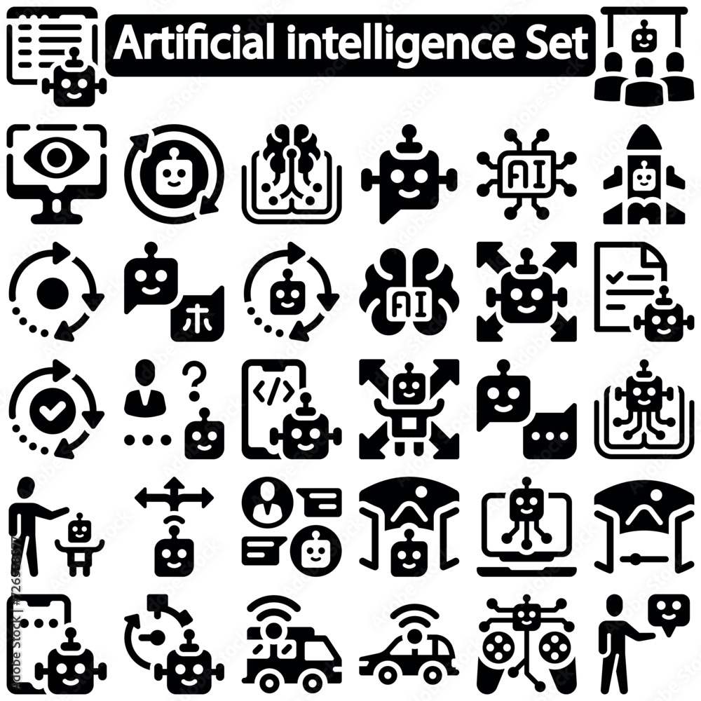 Artificial intelligence icon Set vector illustration Artificial intelligence icon Set vector illustration
