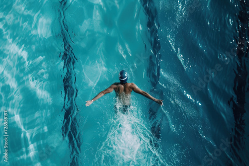 Athlete swimmer swims in the pool.
