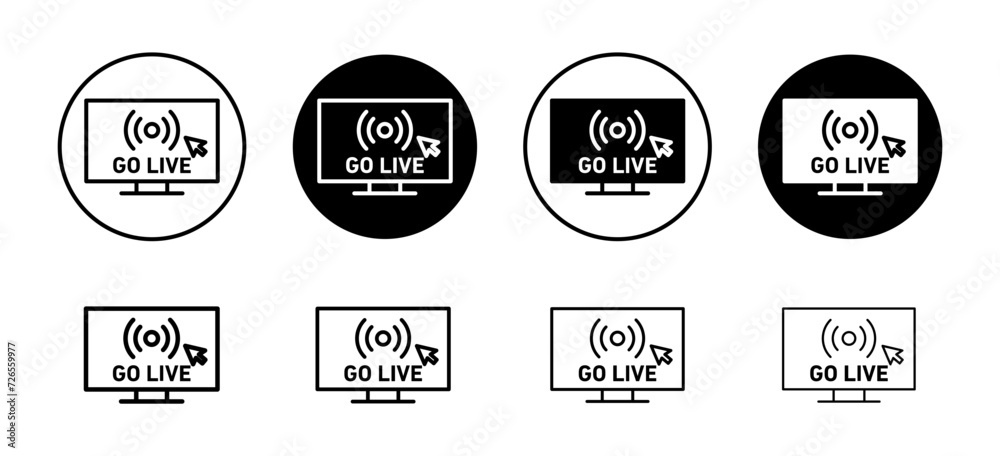 Go live vector icon set collection. Go live Outline flat Icon.