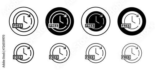 Free time vector icon set collection. Free time Outline flat Icon.