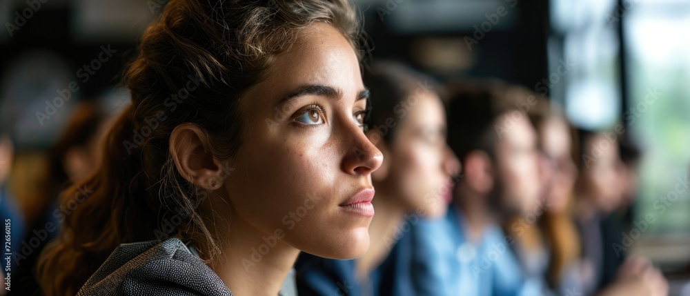 Fototapeta premium A young woman listen carefully of young entrepreneurs listening to a presentation in meeting in office