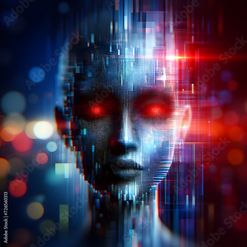 pixel AI digital brain. Concept of AI technology.