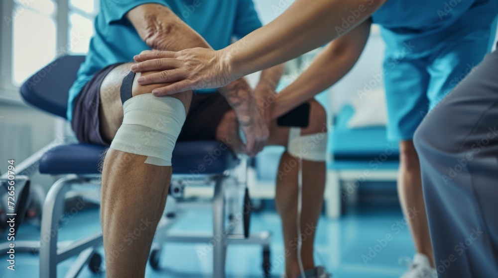 Physical Therapy Session for Knee Injury, Showcasing Rehabilitation and Care