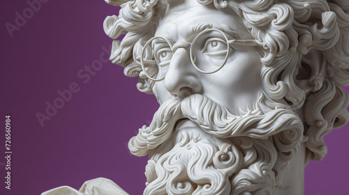 Classical Statue with Glasses on Purple