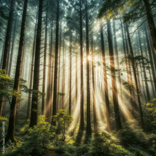 rays of light in the forest © shivam