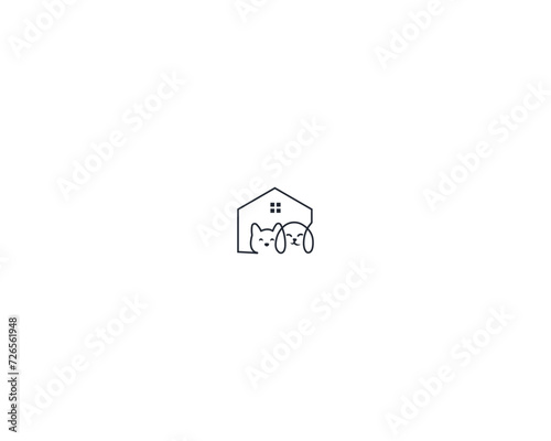 Dog and cat logo design template vector, line of pet logo design suitable for pet shop, store, cafe, business, hotel, veterinary clinic, Domestic animal vector illustration logotype, sign, symbol