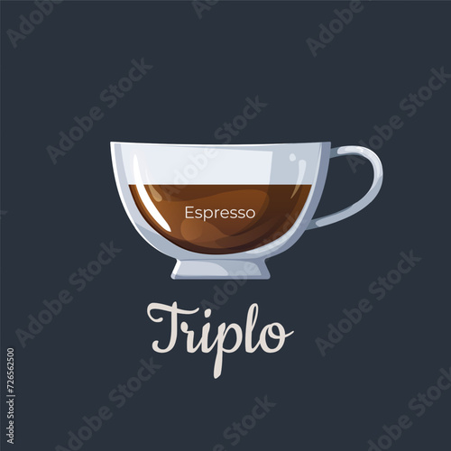 Triplo. Coffee vector illustration for menu