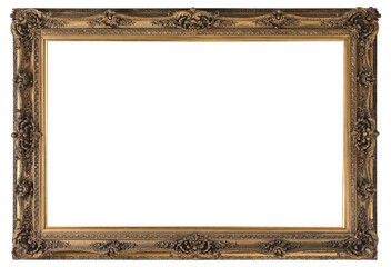 Antique picture frame on a transparent background, in PNG format.