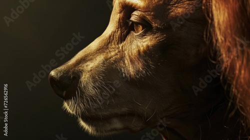 Close-up portrait of a dog in the studio on a dark background