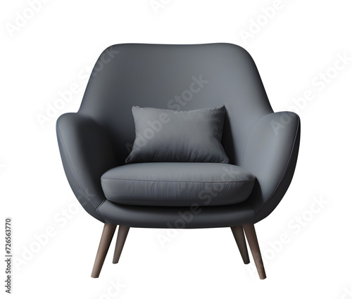 Isolated gray sofa and armchair, showcasing comfortable and contemporary furniture design for a stylish home interior PNG © MONTRI