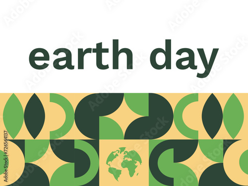 April 22 - Earth Day. Geometric mosaic with abstract forms of nature. Template for banners, postcards, flyers.3.