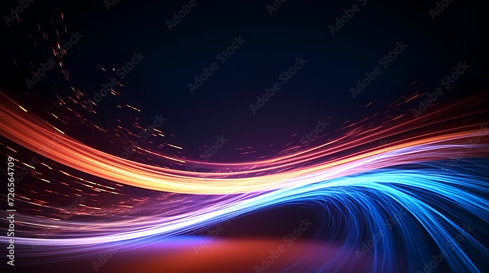 Naklejka premium Digital technology blue rhythm wavy lines abstract graphic poster web page ppt background