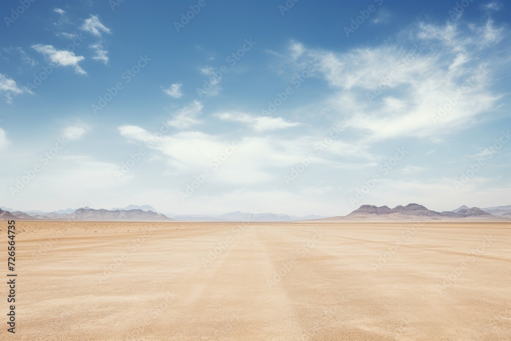 empty road in desert landscape on sunny day - obrazy, fototapety, plakaty 