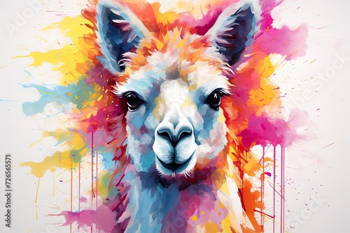 colorful alpaca animal portrait illustration © krissikunterbunt