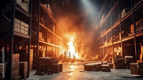 Catastrophic Warehouse Fire Engulfs Shelves and Goods, Resulting in Significant Delivery Delays and Losses