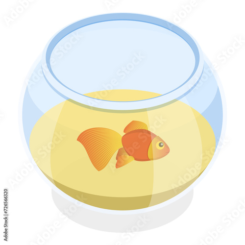 3D Isometric Flat Vector Set of Home Aquariums, Aquatic Pet Containers. Item 5