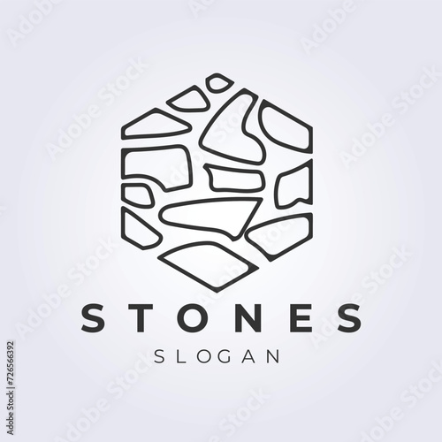 Wall stones logo vector illustration design