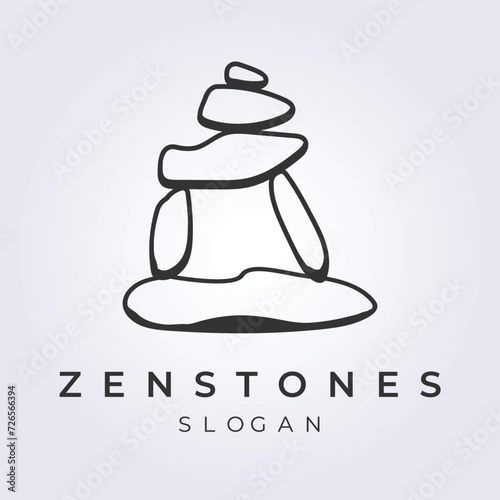 Zen balancing stone logo vector illustration design icon