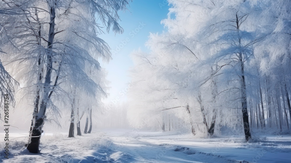 Capturing the Enchanting Essence of Frozen Trees in a Winter Forest