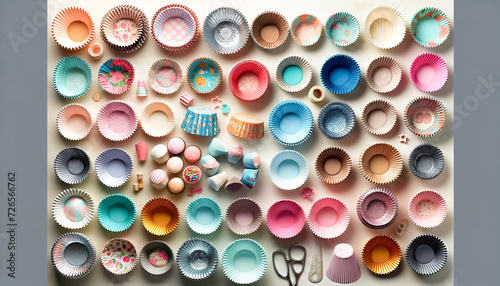 Burst of Colors with Cupcake Paper Cups on Kitchen Shelves
