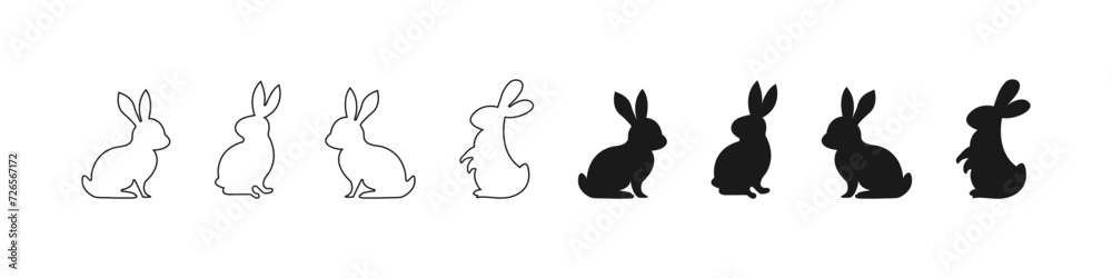 Obraz premium Bunny. Easter Bunny. Silhouette Easter Bunny. Rabbit vector icon