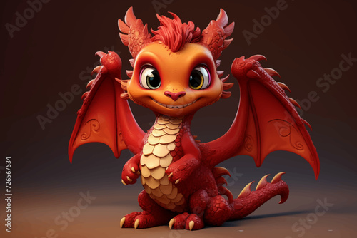 cute chibi chinese dragon for chinese new year 2024, chinese lucky dragon symbol, Lùhng, ryū, 龍/竜, yong, 용, mungkorn, มังกรจีน, rồng, generative AI