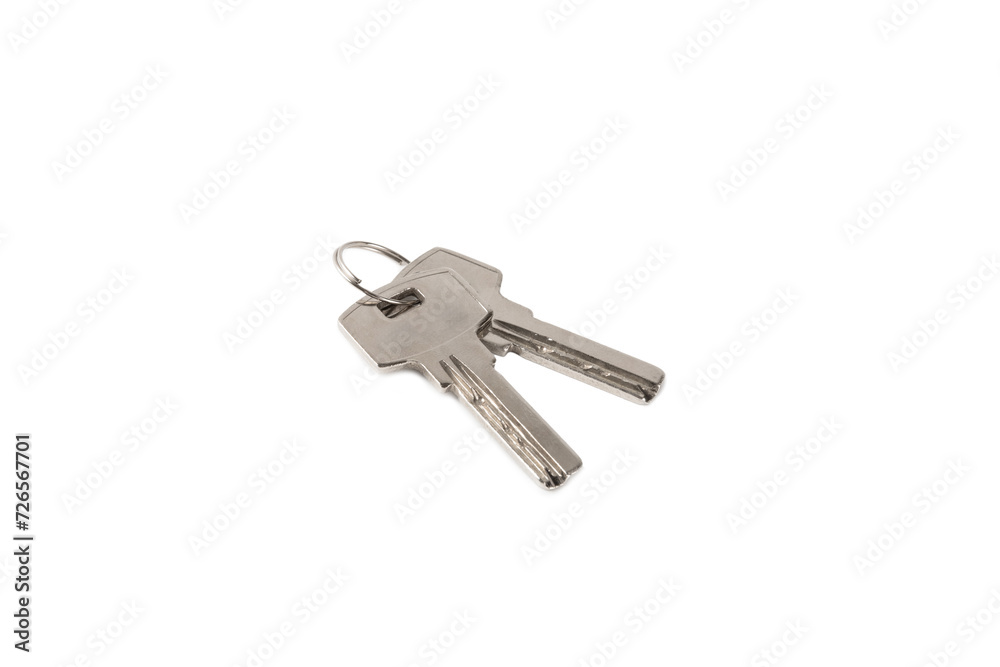 House keys isolated on white background.Real estate and insurance concept.Copy space. House keys isolated on white background.Real estate and insurance concept.Copy space.