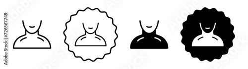 Human neck set in black and white color. Human neck simple flat icon vector