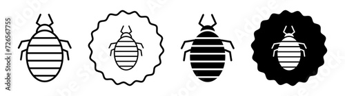 Louse set in black and white color. Louse simple flat icon vector