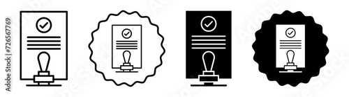 Permit set in black and white color. Permit simple flat icon vector