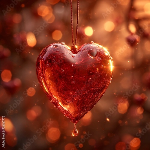 red heart in the glass