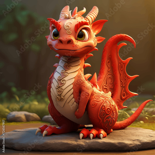 cute chibi chinese dragon for chinese new year 2024, chinese lucky dragon symbol, Lùhng, ryū, 龍/竜, yong, 용, mungkorn, มังกรจีน, rồng, generative AI